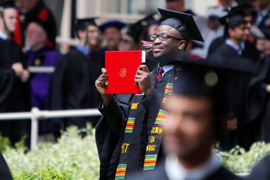 Graduates receive their actual diplomas at MIT’s Commencement ceremony.