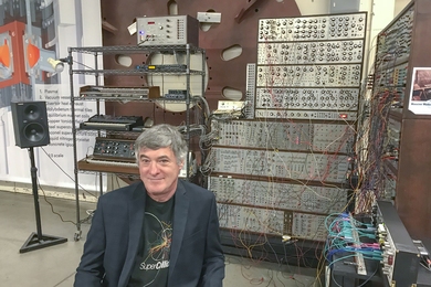 Outside the cell of MIT's Alcator C-Mod tokamak Professor Joe Paradiso listens to the sound of the fusion experiment's data, processed by his unique modular synthesizer.