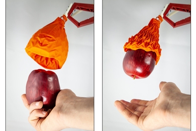 The origami gripper can lift a wide range of objects, from apples and soup cans to wine glasses and drones.