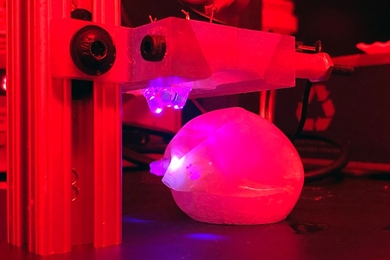 MIT engineers demonstrated a bariatric balloon that can be inflated in the stomach and then degraded by shining light on the seal, which is made of a novel light-sensitive polymer.