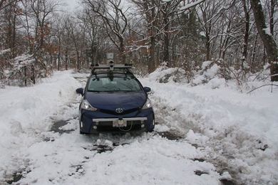 MIT's new system allows a self-driving car to situate itself in snowy conditions.