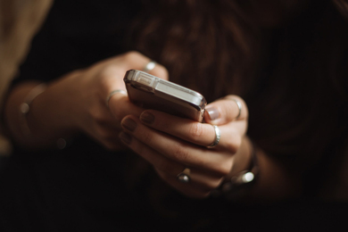A person on a smartphone