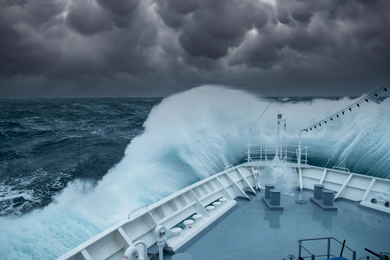boat in a cyclone