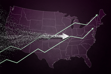 Multiple arrow cross over a map of the U.S.