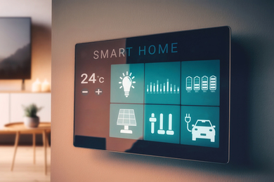 A smart-home panel including a smart thermostat