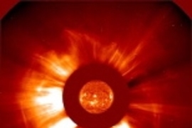 One of the largest solar flares ever observed by the Solar &amp; Heliospheric Observatory set off a strong high energy proton event and a fast-moving coronal mass ejection that hit Earth early on the 29th of October. MIT's Haystack Observatory atmospheric scientists utilized an array of detectors to track changes to Earth's ionosphere as a result of this ejection