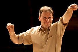 Frederick Harris Jr. conducts the MIT Wind Ensemble.
