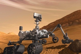 This artist concept features NASA's Mars Science Laboratory Curiosity rover, a mobile robot for investigating Mars' past or present ability to sustain microbial life. Curiosity is being tested in preparation for launch in the fall of 2011
