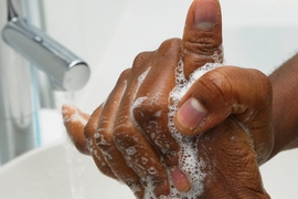 Washing hands thoroughly with soap and water or an alcohol-based hand sanitizer for 20 to 30 seconds can help prevent transmission of viruses, like the flu.