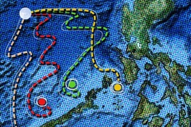 Illustration of pathways around a bunch of islands