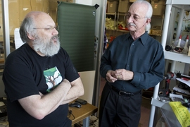 David Wallace, left, with Woodie Flowers.