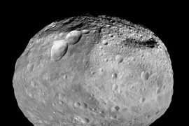 A mosaic of the Vesta asteroid taken by NASA's Dawn spacecraft.