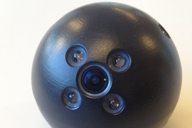 The device, featuring cameras, LEDs and sensors, can be thrown into a dangerous space, where it captures images and data that are transmitted to the user's mobile device.