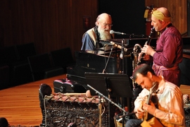 Terry Riley, shown here in 2010, will headline his own 80th birthday concert, to be held at MIT on April 18, 2015. Riley will perform the world premiere of an all-live "Poppy Nogood and the Phantom Band" and other works.