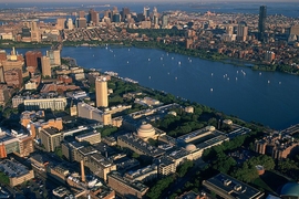 MIT (foreground) will partner with Massachusetts General Hospital, located across the Charles River in Boston.