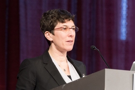 Julie Newman, director of MIT's Office of Sustainability, kicked of the day's events at Sustainability Connect.
