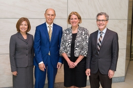 The Kavli Foundation President Robert Conn and Executive Vice President for Science Programs Miyoung Chun join MIT Kavli Institute Director Jacqueline Hewitt and MIT Dean of Science Michael Sipser for a 10th-anniversary celebration.