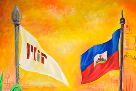 "Kreyòl pale, kreyòl konprann," by artist cooperative Kalfou Richès, was a gift to the MIT-Haiti Initiative. The title translates to: “When Kreyòl is spoken, Kreyòl speakers understand.”