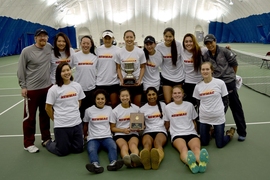 The MIT women's tennis team won the NEWMAC championship for the eighth time in program history with a 5-4 win over Babson College. 