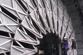 Chuck Hoberman created the curtain on the 2002 Olympic Medals Plaza stage.