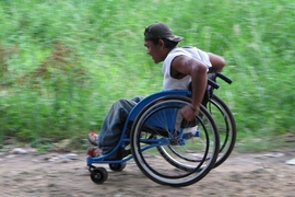 Wheelchair user Serafin Kangad from Mindanao, Philippines. CITE plans to conduct a wheelchair evaluation in 2016 to understand technical performance, reliability, durability, maintenance, repair, and user experience. 