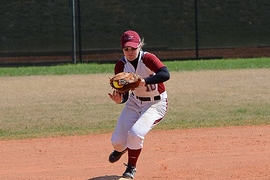 Sophomore Zoe Hinton's two-run single in the third tied game two of MIT's doubleheader against Springfield on Saturday. The Engineers went on to win, 4-3, to sweep the two games and remain in first place in the NEWMAC standings.