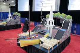 Instructors modeled the competition’s obstacle course after major landmarks from the American Revolution, including replicas of Boston’s North Church, Concord’s Old North Bridge, and the “H.M.S. Beaver.”
