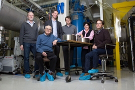 (Left to right) David Shoemaker, Rainer Weiss, Matthew Evans, Erotokritos Katsavounidis, Nergis Mavalvala, and Peter Fritschel.