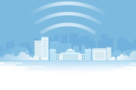Illustration of waves over a city