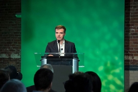 Israel Ruiz, MIT’s executive vice president and treasurer, pictured here at the launch of The Engine, MIT’s new enterprise that aims to support local startups working on transformative technologies.
