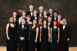 The Aviation Week Network’s 2017 “20 Twenties” winners were honored during an awards ceremony in March. MIT graduate students Kristen Railey (front row, fourth from left) and Alexander Feldstein (second row from bottom, first from left) were among the honorees.
