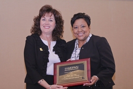 WEPAN President Teri Reed (left) and MIT's DiOnetta Jones Crayton (right).