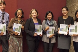 With International Policy Lab support, MIT Associate Professor Noelle Selin (third from left) led a delegation of MIT researchers to the first conference on the Minamata Convention on Mercury. There, the team disseminated mercury science policy briefs developed with IPL support. The team members, as pictured here: (l-r) Boston University Associate Professor Henrik Selin, Dartmouth College Research...