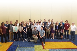 Microbiology Graduate PhD Program participants celebrate their 10-year anniversary at their fall 2017 retreat.