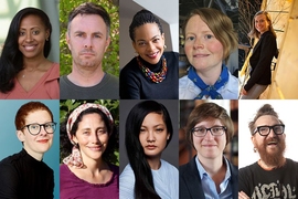 The 2018 MIT Media Lab Director's Fellows: (top row, l-r) Jamira Burley, Ben Draper, Ifeoma Fafunwa, Liz George, Allegra Libonati; (bottom row, l-r) Giorgia Lupi, Margarita Mora, Amanda Nguyen, Julia Reda, Harper Reed. 