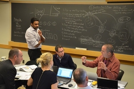 Attendees of the Entrepreneurship Development Program work together on a company-building project in addition to other hands-on learning activities throughout the week.