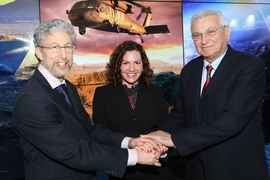 Left to right: David Dolev, assistant director of MISTI and managing director of MISTI’s programs in the Middle East; Deanna Rockefeller, Lockheed Martin Global Science and Technology Portfolio manager; and Joshua "Shiki" Shani, CEO of Lockheed Martin in Israel. 