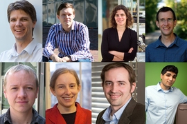Clockwise from top left: William Detmold, Semyon Dyatlov, Mary Gehring, David McGee, Ankur Moitra, Matthew Shoulders, Tracy Slatyer, and Michael Williams.