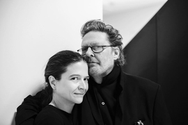 The first concert of MIT Sounding for 2019-20 was "The Music of Glenn Branca Live: Glenn Branca Ensemble/Ambient Orchestra." Pictured are Reg Bloor and Glenn Branca.