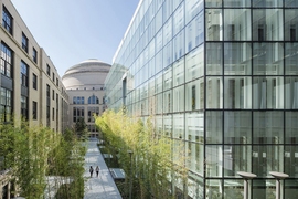 The section of the MIT.nano courtyard that runs along the south side of the building has been named the Improbability Walk, in honor of Mildred Dresselhaus.