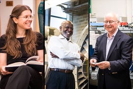  Left to right: Anna Frebel, Wesley Harris, and Harry Tuller are recognized as MIT faculty “Committed to Caring.”