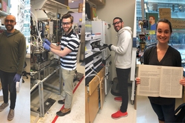 Team members from the Love Lab (l-r) Neil Dalvie, chemical engineering; Andrew Biedermann, chemical engineering; Sergio Rodriguez, biological engineering; and Laura Crowell, chemical engineering