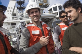 Thomas Peacock, seen here on a research cruise off the coast of California in March 2018, has conducted research at sea for 15 years on global-class research vessels and aboard local coastal vessels all over the world — from the South China Sea to the Arctic.