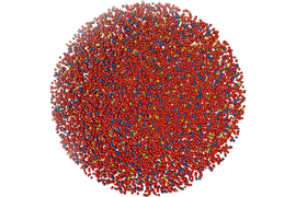 An illustration of carbon emissions represented as a sphere of colored balls