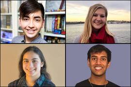 A grid of four photos of smiling students