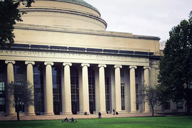 MIT dome and Killian Court on a cloudy day