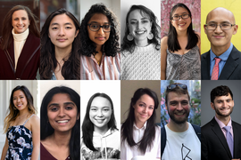 Twelve headshot photos combined into a 2 by 6 grid