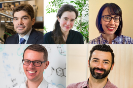 Headshots of Joe Checkelsky, Myriam Heiman, Kerstin Perez, Alex Shalek, and Alexander Radosevich