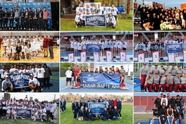 12-photo collage of MIT athletic teams that advanced to the NCAA Championship in 2021-22