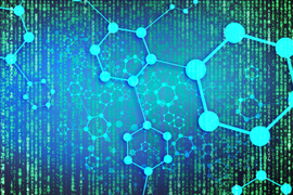 Digital collage shows molecules with Matrix-style effects
